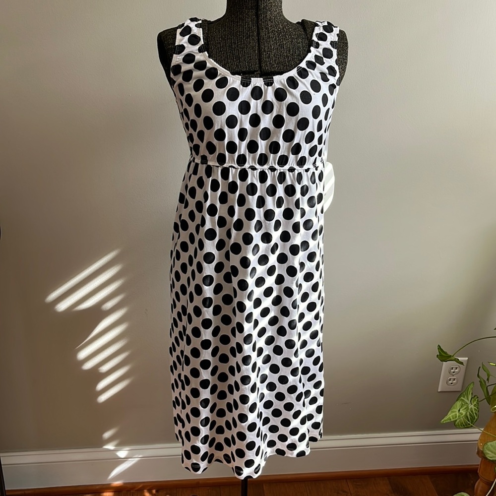 Polka dot maternity dress black and white size small. ***see note***